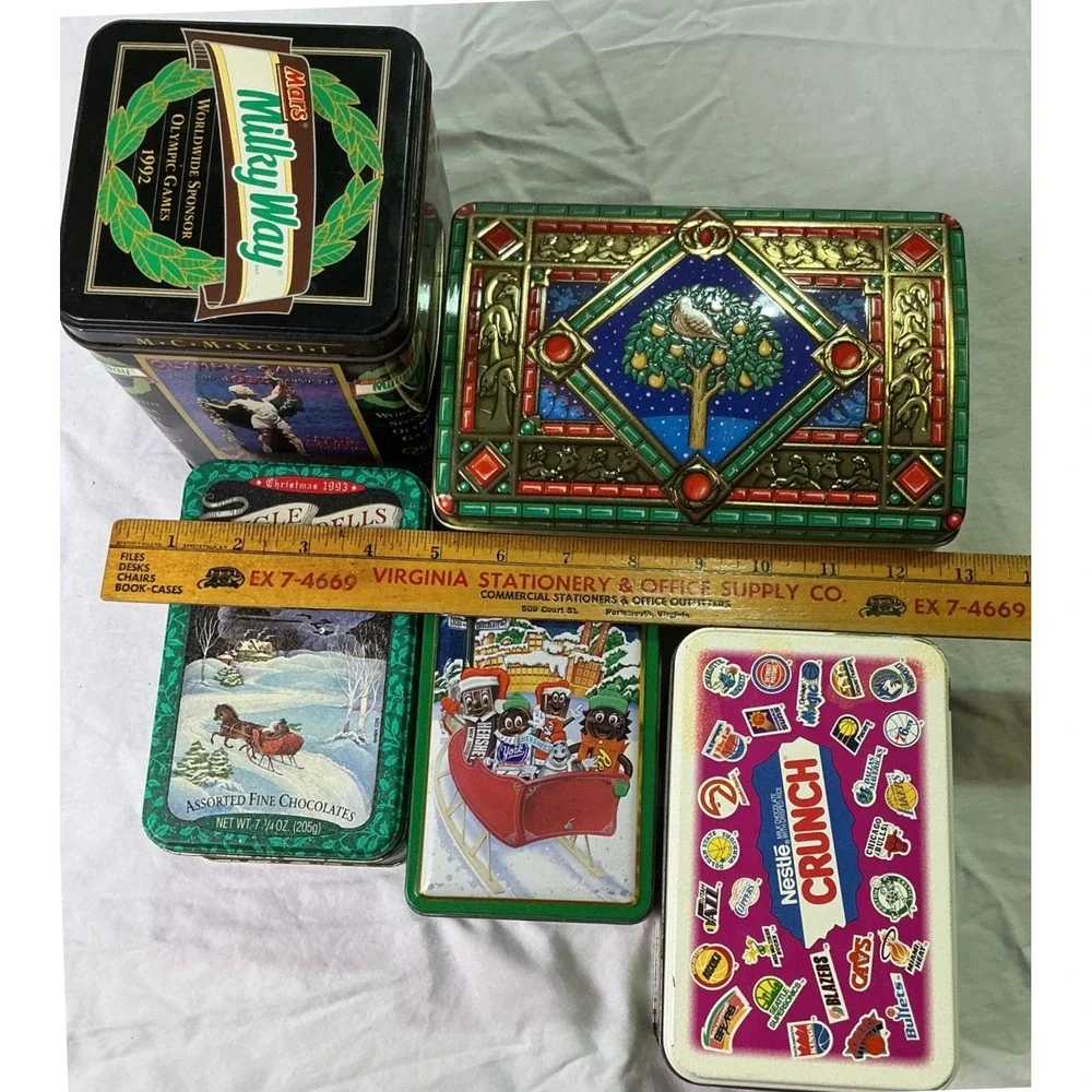 Lot of 5 Vintage Collectible Candy Chocolate Tins Milky Way Nestle Hershey Mix